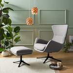 Fauteuil HEPBURN met kruisvoet geweven stof - Geweven stof Milan: Lichtgrijs - Zwart