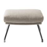 Pouf repose-pieds Hepburn II Tissu - Chrome - Tissu Milan Beige - Tissu Milan : Beige - Chrome brillant