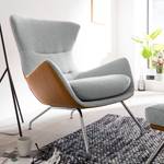 Fauteuil Hepburn II Tissu / Cuir véritable - Chrome - Gris clair / Cognac - Gris clair / Cognac - Chrome brillant