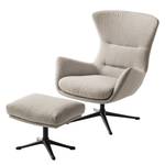 Hocker HEPBURN met kruisvoet geweven stof - Geweven stof Milan: Beige - Zwart