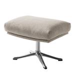 Hocker HEPBURN met kruisvoet geweven stof - Geweven stof Milan: Beige - Chroomkleurig glanzend