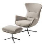 Hocker HEPBURN met kruisvoet geweven stof - Geweven stof Milan: Beige - Chroomkleurig glanzend