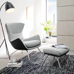 Fauteuil Hepburn II Tissu / Cuir véritable - Chrome - Gris clair / Noir - Gris clair / Noir - Chrome brillant