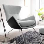 Fauteuil Hepburn II Tissu / Cuir véritable - Chrome - Gris clair / Noir - Gris clair / Noir - Chrome brillant