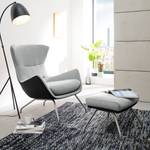 Fauteuil Hepburn II Tissu / Cuir véritable - Chrome mat - Gris clair / Noir - Gris clair / Noir - Chrome mat