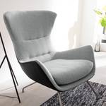 Fauteuil Hepburn II Tissu / Cuir véritable - Gris clair / Noir - Chrome mat