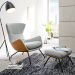 Fauteuil Hepburn II Tissu / Cuir véritable - Gris clair / Cognac - Noir