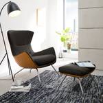 Fauteuil Hepburn II Tissu / Cuir véritable - Chrome mat - Marron-noir / Cognac - Marron-noir / Cognac - Chrome mat