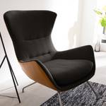 Fauteuil Hepburn II Tissu / Cuir véritable - Chrome mat - Marron-noir / Cognac - Marron-noir / Cognac - Chrome mat