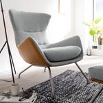 Fauteuil Hepburn II Tissu / Cuir véritable - Chrome mat - Gris clair / Cognac - Gris clair / Cognac - Chrome mat