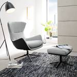 Fauteuil Hepburn III Tissu / Cuir véritable - Noir - Gris clair / Noir - Tissu Saia / Cuir Neka: Gris clair / Noir  - Noir