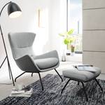 Fauteuil Hepburn II Tissu / Cuir véritable - Gris clair / Gris - Noir