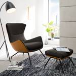 Fauteuil Hepburn II Tissu / Cuir véritable - Noir - Marron-noir / Cognac - Marron-noir / Cognac - Noir