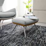 Pouf repose-pieds Hepburn II Tissu / Cuir véritable - Chrome mat - Gris clair / Cognac - Gris clair / Cognac - Chrome mat