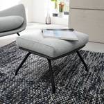 Pouf repose-pieds Hepburn II Tissu / Cuir véritable - Gris clair / Gris - Noir