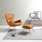 Fauteuil Hepburn II Cuir véritable - Cuir véritable Neka : Cognac - Chrome mat