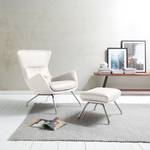 Fauteuil Hepburn II Cuir véritable - Cuir véritable Neka : Blanc - Chrome brillant