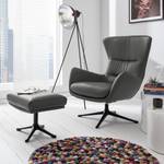 Fauteuil HEPBURN met kruisvoet echt leer - Echt leer Neka: Grijs - Zwart