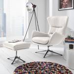 Fauteuil Hepburn III Cuir véritable - Cuir véritable Neka : Blanc - Chrome brillant