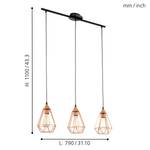 Hanglamp Tarbes III staal - 3 lichtbronnen - Koperkleurig/zwart