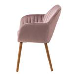 Chaises à accoudoirs TILANDA Tissu / Chêne massif - Velours Vilda: Rose vieilli - 1 chaise