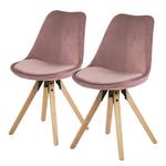 Gestoffeerde stoel Aledas IV (pootkleur) (set van 2) - fluweel/massief rubberboomhout - Oud pink/Rubberboom - Oud pink - Beige - 2-delige set