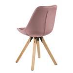 Gestoffeerde stoel Aledas IV (pootkleur) fluweel/massief rubberboomhout - Oud pink - Beige - 2-delige set