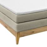 Boxspringbett LaamliaWood II Webstoff / Eiche Teilmassiv - Steingrau / Eiche - 180 x 200cm