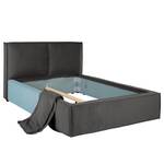 Gestoffeerd bed KINX geweven stof - 140 x 200cm - Antracietkleurig - Stof KINX: Antracietkleurig - 140 x 200cm - Zonder matras - Geen opbergruimte - 110cm