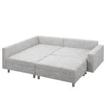 Ecksofa Arimo Strukturstoff - Grau - Grau - Ottomane davorstehend links - Mit Hocker