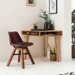Gestoffeerde stoel Wayside echt leer/massief acaciahout - kastanjebruin/bruin acaciahout