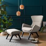 Fauteuil HEPBURN met houten pootjes geweven stof - Geweven stof Milan: Beige - Zwart