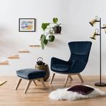 Fauteuil Hepburn I Velours - Velours Shyla: Bleu foncé - Chêne clair