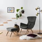 Fauteuil Hepburn I fluweel - Velours Shyla: Rookgroen - Lichte eikenhouten