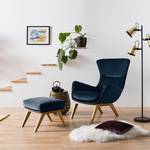 Fauteuil Hepburn I Velours - Velours Shyla: Bleu foncé - Chêne foncé