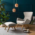 Fauteuil HEPBURN met houten pootjes geweven stof - Geweven stof Milan: Beige - Donkere eikenhout