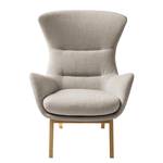 Fauteuil HEPBURN met houten pootjes geweven stof - Geweven stof Milan: Beige - Donkere eikenhout