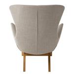 Fauteuil HEPBURN met houten pootjes geweven stof - Geweven stof Milan: Beige - Donkere eikenhout