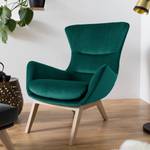 Fauteuil Hepburn I Velours - Chêne clair - Tissu Shyla Pétrol - Velours Shyla: Pétrol - Chêne clair