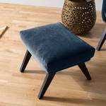 Gestoffeerde hocker Hepburn I fluweel - Velours Shyla: Donkerblauw - Zwart