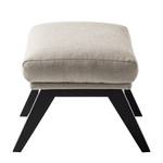 Hocker HEPBURN met houten pootjes geweven stof - Geweven stof Milan: Beige - Zwart