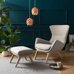 Fauteuil HEPBURN met houten pootjes geweven stof - Geweven stof Milan: Beige - Lichte eikenhouten