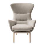 Fauteuil HEPBURN met houten pootjes geweven stof - Geweven stof Milan: Beige - Lichte eikenhouten