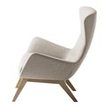 Fauteuil HEPBURN met houten pootjes geweven stof - Geweven stof Milan: Beige - Lichte eikenhouten