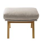 Hocker HEPBURN mit Holzfüßen Webstoff - Webstoff Milan: Beige - Eiche Dunkel