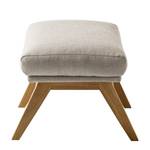 Hocker HEPBURN mit Holzfüßen Webstoff - Webstoff Milan: Beige - Eiche Dunkel