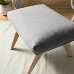 Pouf repose-pieds Hepburn I Tissu - Tissu Milan : Gris clair - Chêne clair