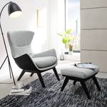 Fauteuil Hepburn I Tissu / Cuir véritable - Tissu Saia / Cuir Neka: Gris clair / Noir  - Noir