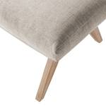 Hocker HEPBURN met houten pootjes geweven stof - Geweven stof Milan: Beige - Lichte eikenhouten