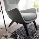 Fauteuil Hepburn I geweven stof/echt leer - Lichtgrijs/Grijs - Zwart